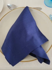 Servilletas lino algodon azul, pack de 4