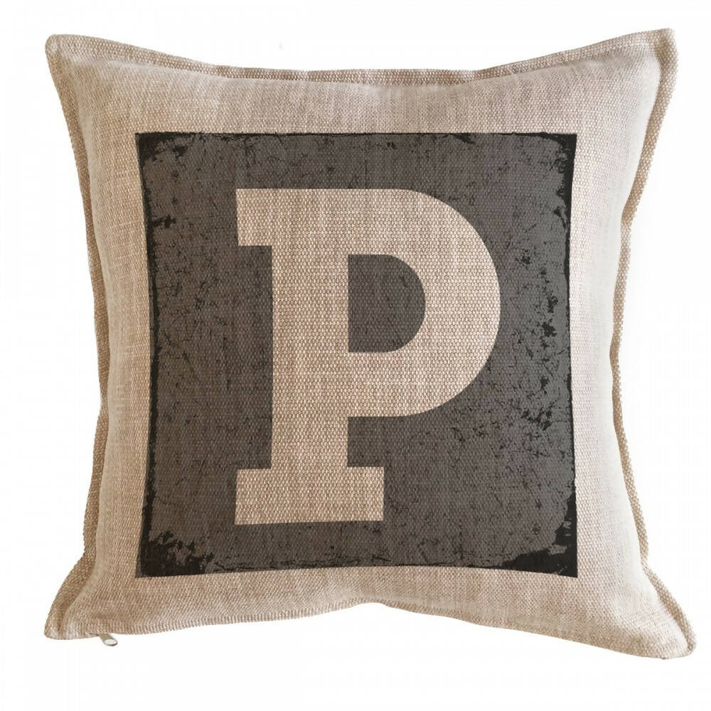 Cojín Letra Fondo Gris