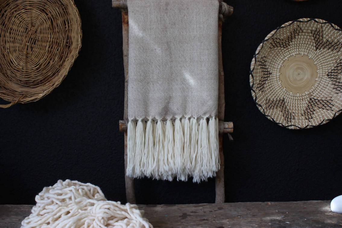 Piecera Super King Alpaca color Crudo con Gris