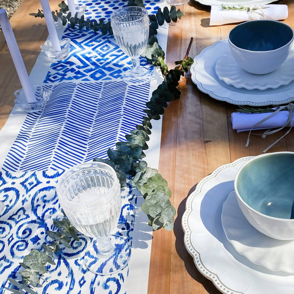 Camino de Mesa Impermeable Blue