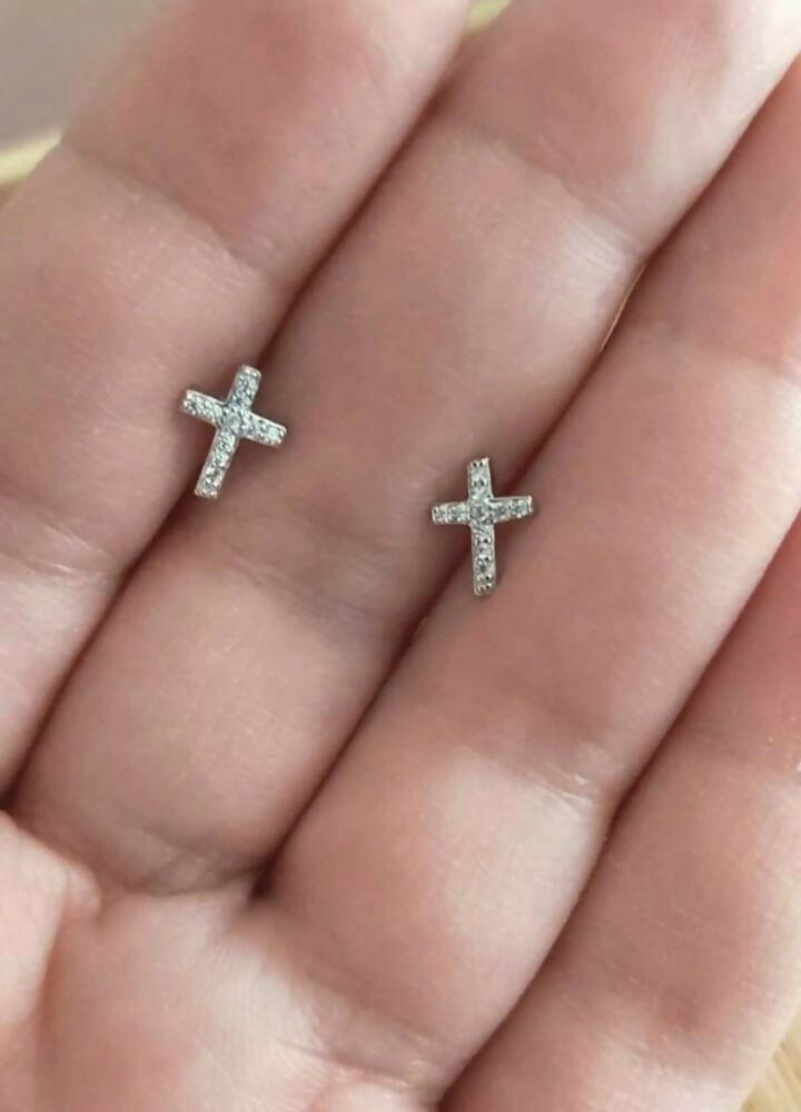 Aros cruz con circones