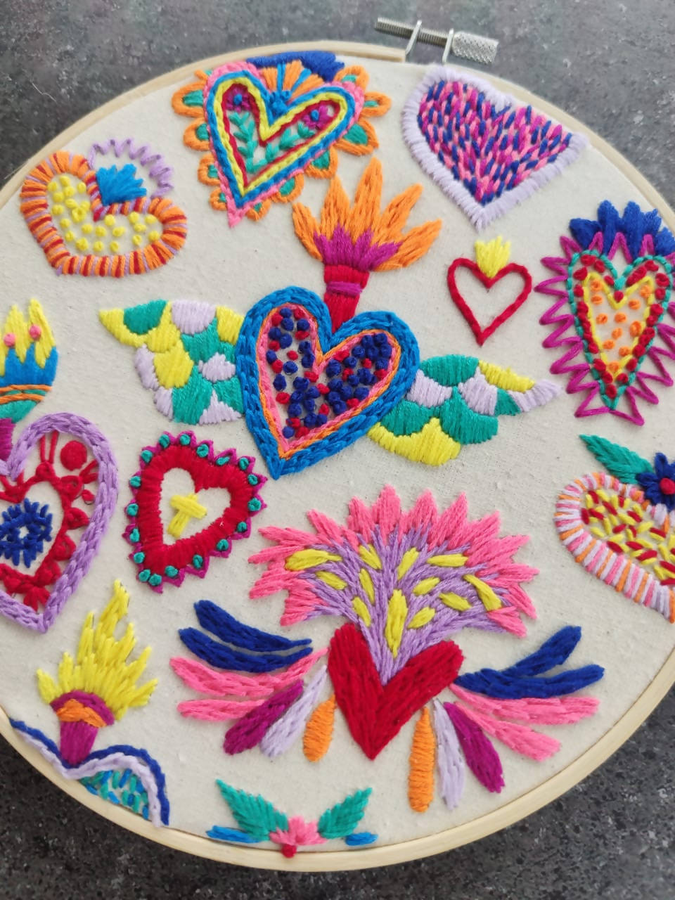 Kit de bordado corazones detente