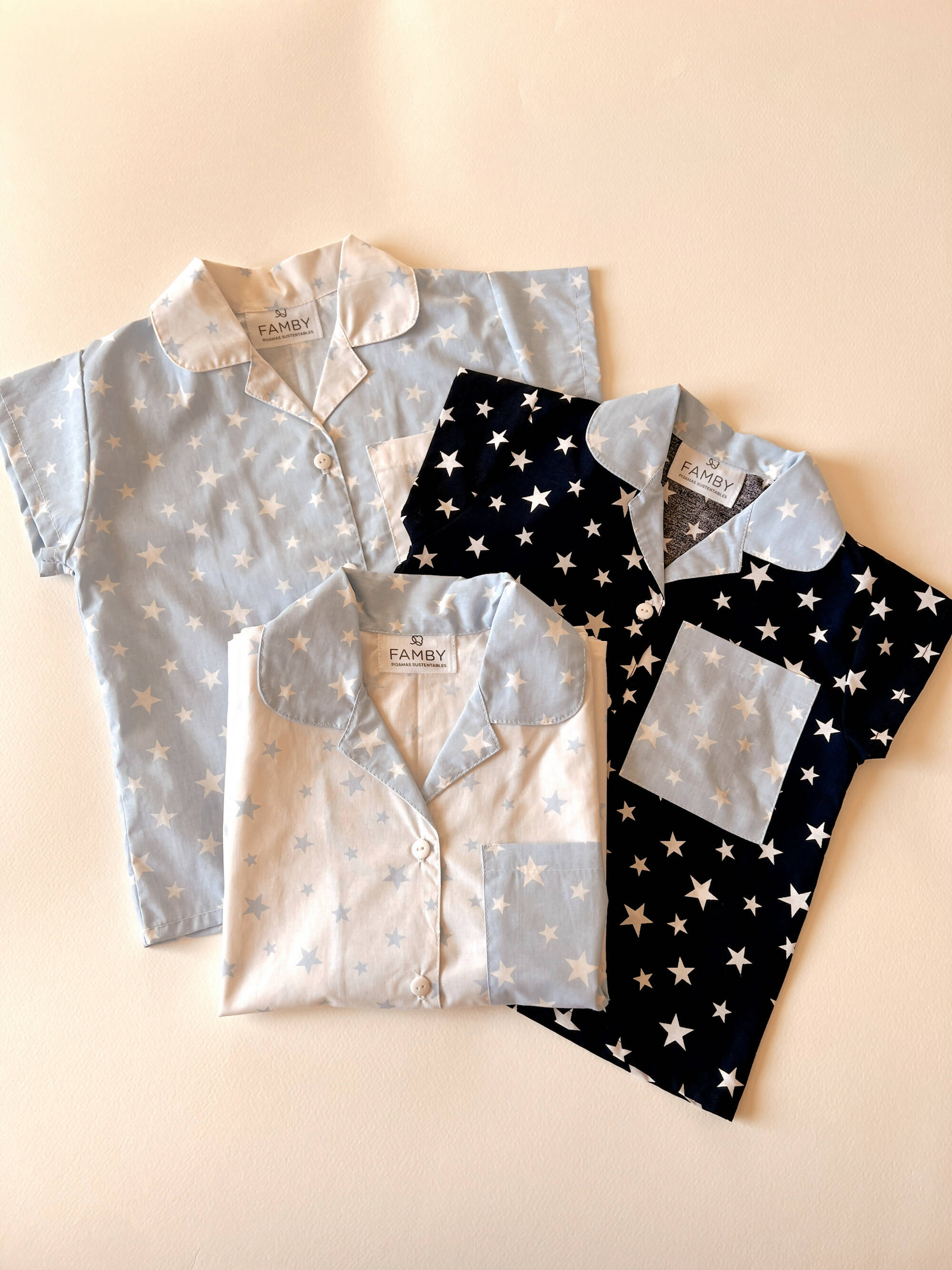 Pijama Infantil Estrellas Mix azules y celestes