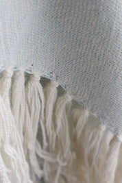 Piecera king de alpaca crudo y verde agua