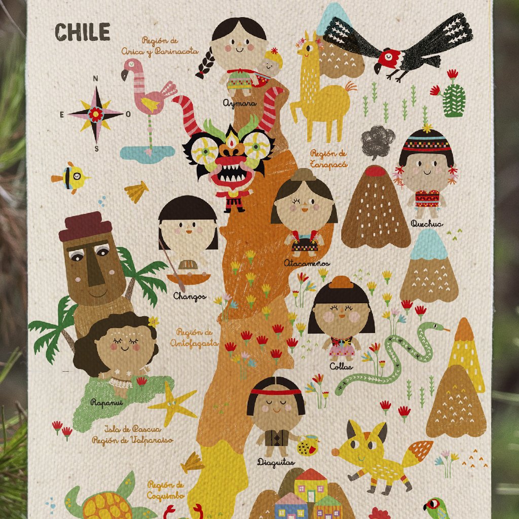 Mapa de Chile en tela
