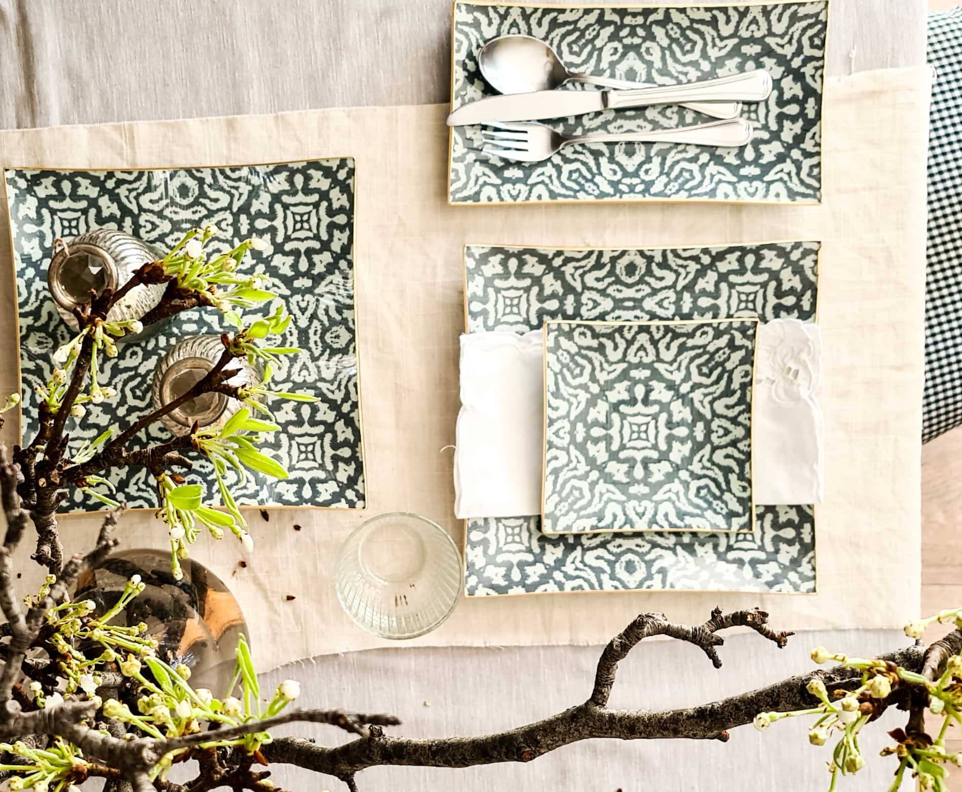 Bandeja Rectangular 12 x 24 cm, Etnico azul