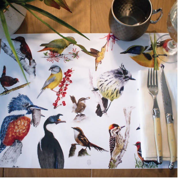 Individuales de aves nativas del sur de Chile ilustrados - Creado en Chile