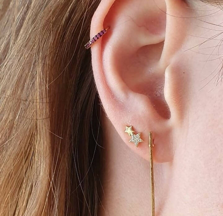 Mini argollas con circones rosados