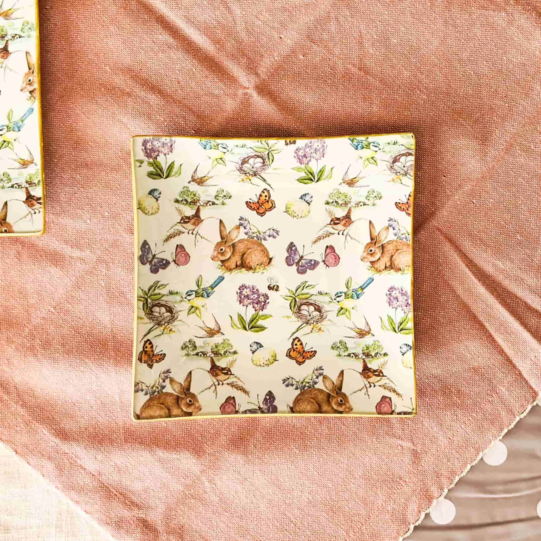 Plato Pan cuadrado, fiesta de conejitos