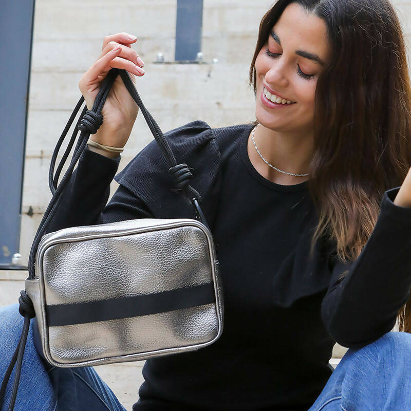 MINIKNOT Bandolera / Plateado / Negro