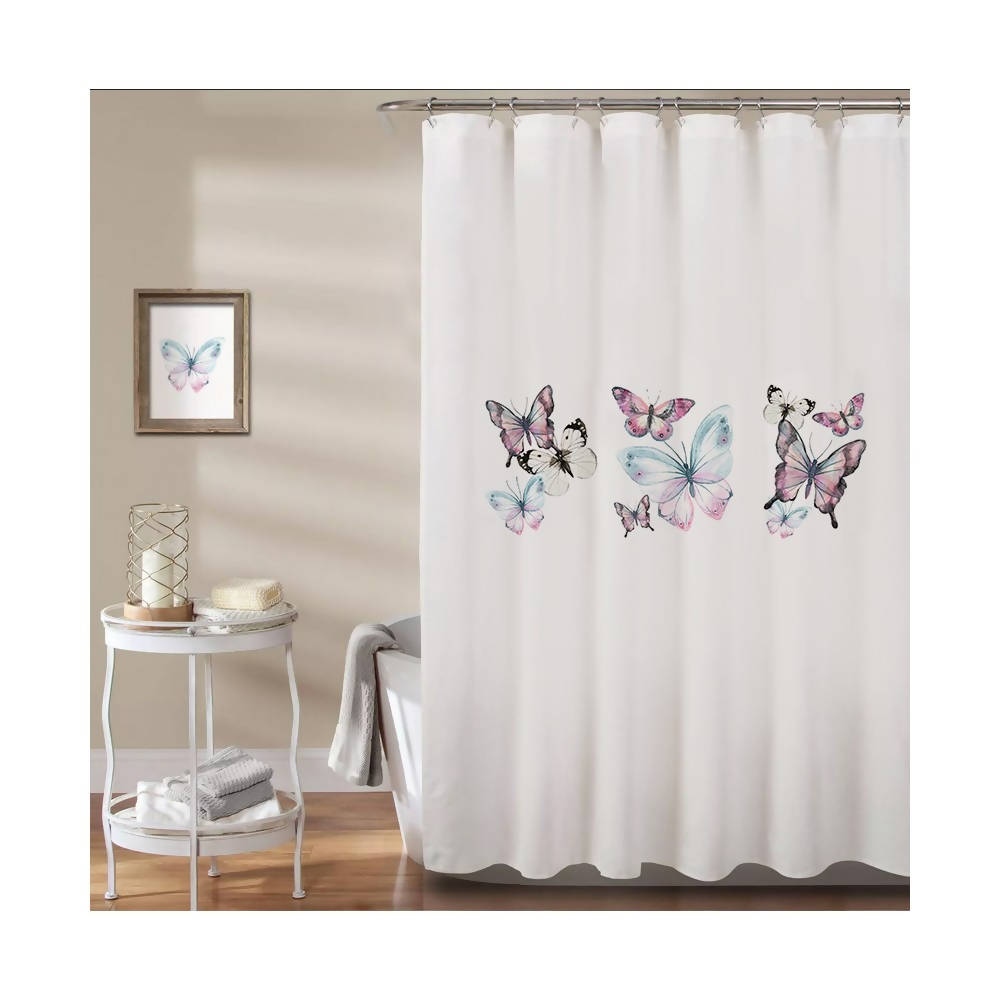 Cortina de Baño Mariposas rosadas