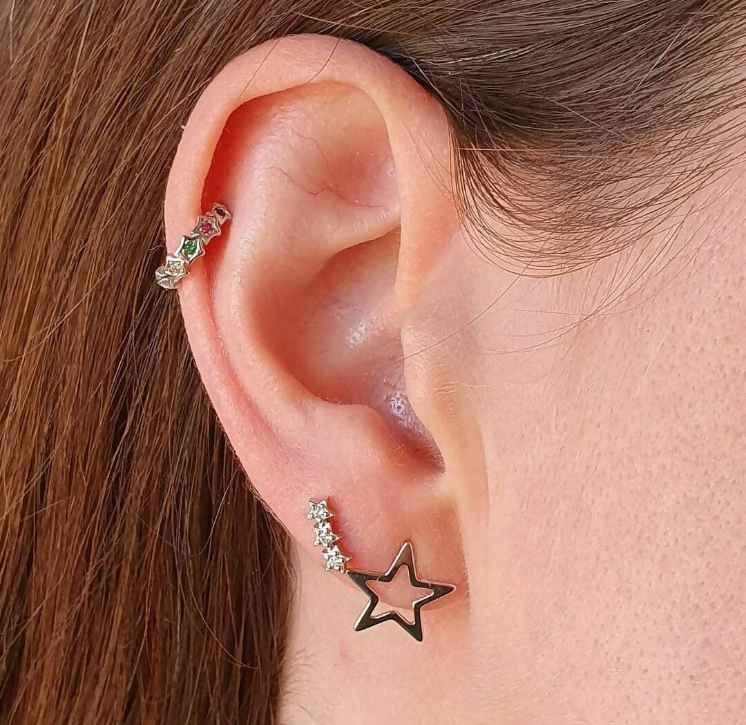 AROS ESTRELLA CONTORNO PLATA