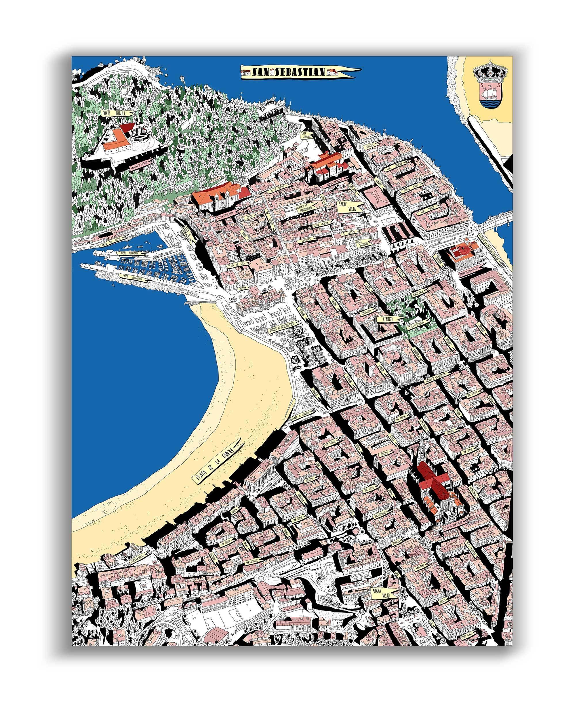 Mapa de San Sebastián (Donostia) España - Lámina - Mappin