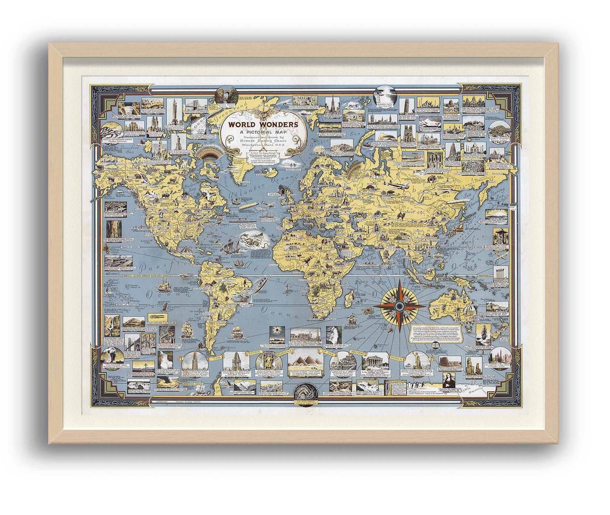 Mapa Mundi de las Maravillas 1939 - Enmarcado - Mappin