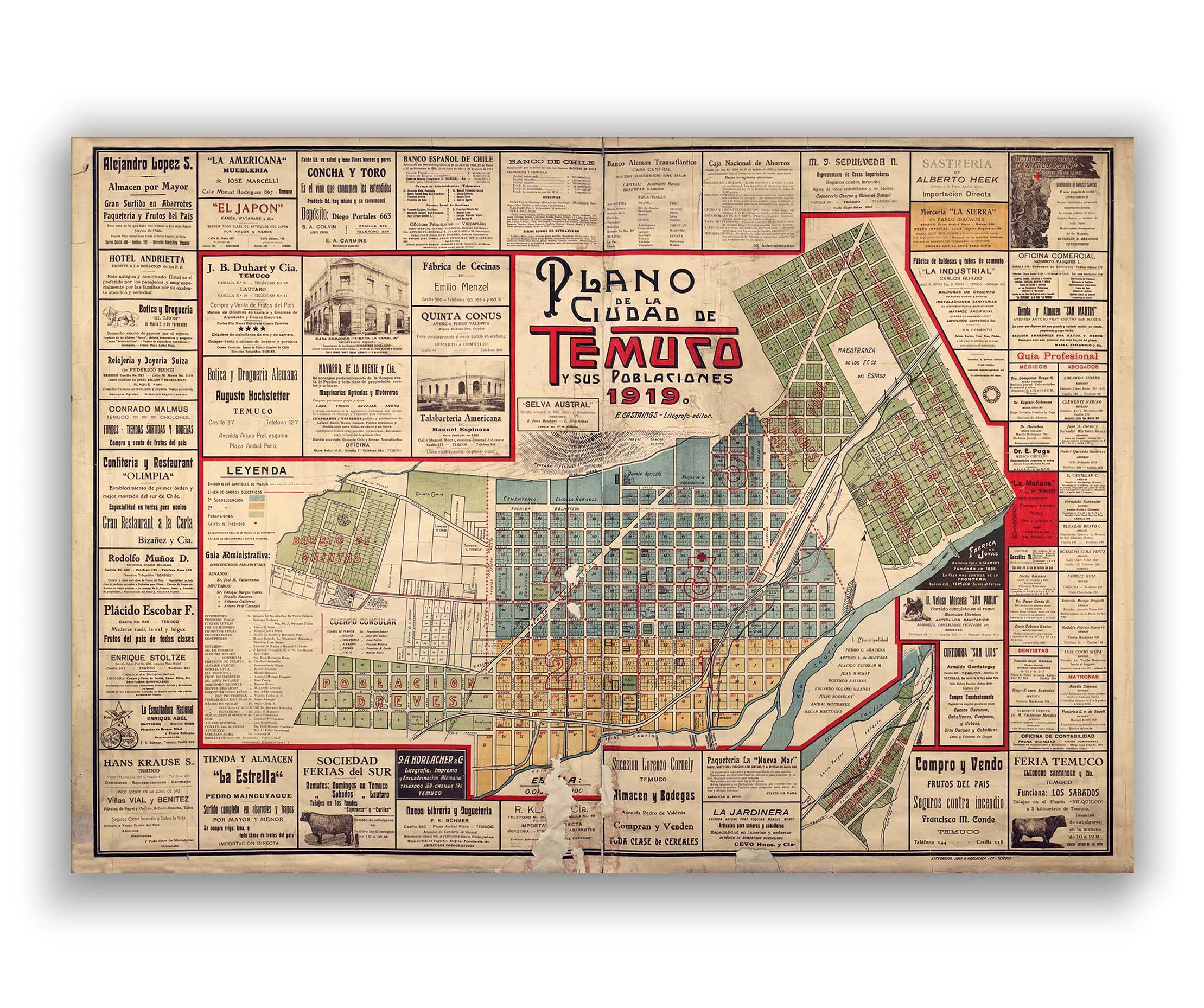 Temuco de 1919 - Lámina - Mappin