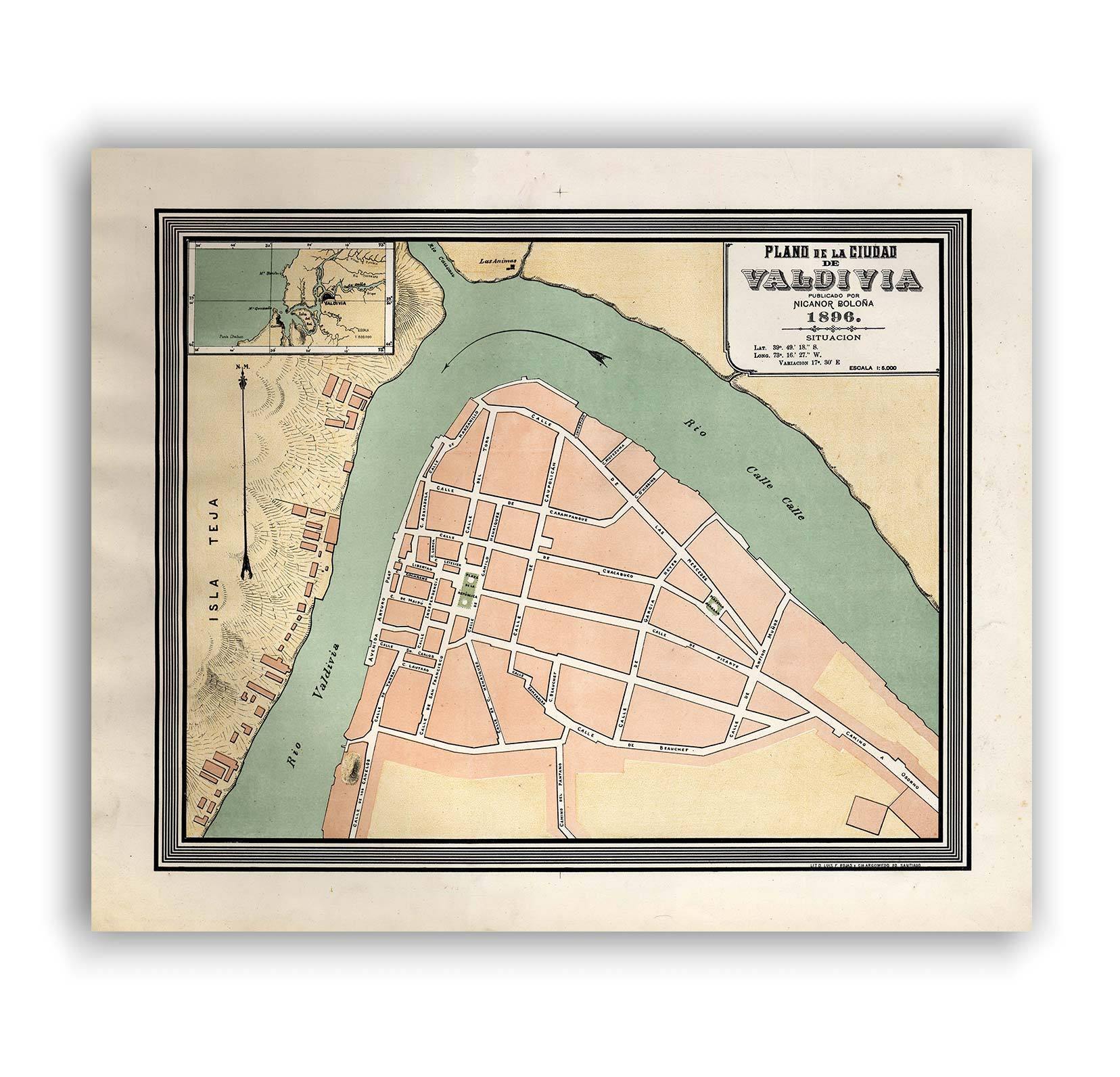 Plano de Valdivia en 1896 - Lámina - Mappin