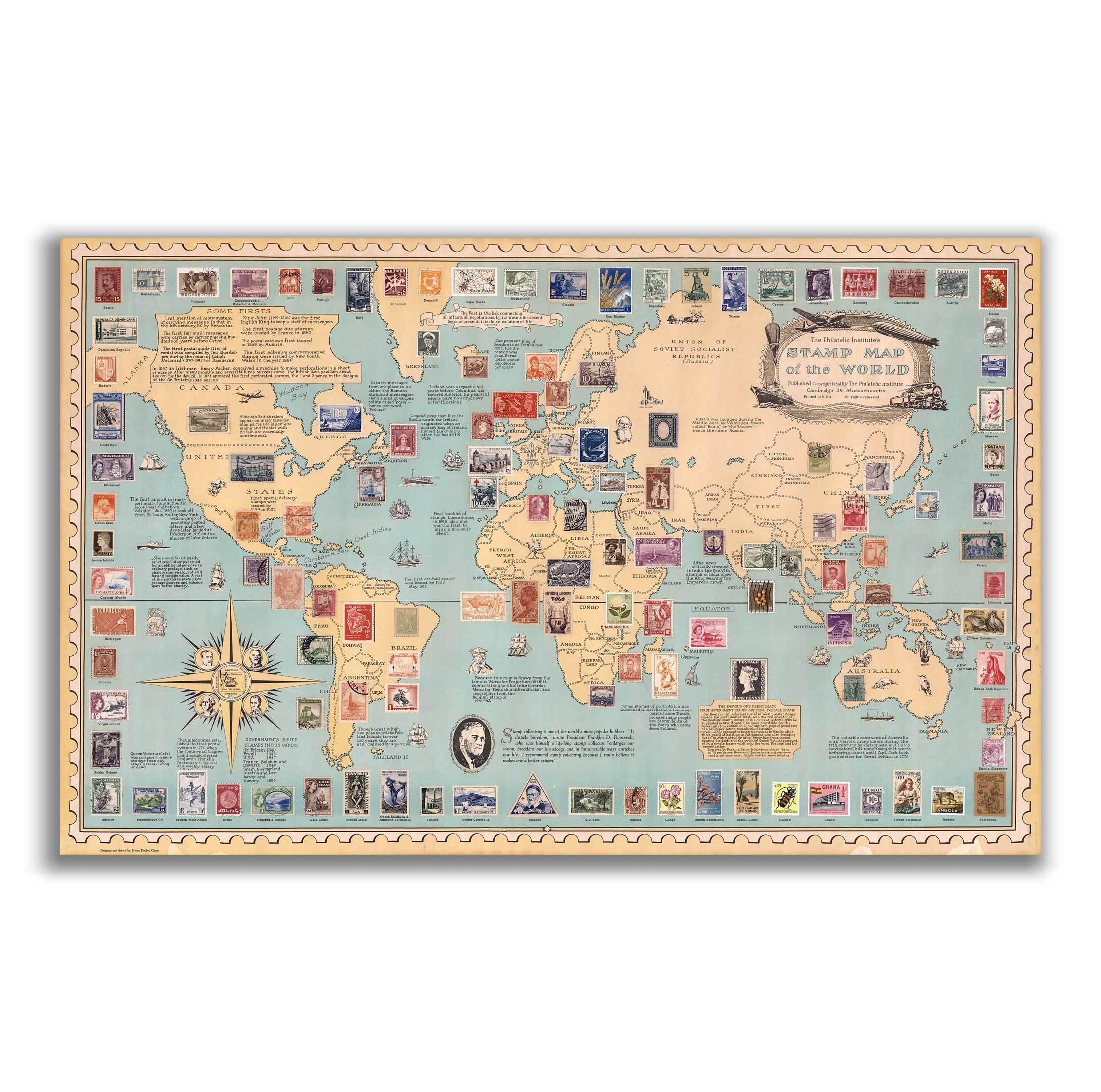 Mapa Mundi de Estampillas de 1959 - Lámina - Mappin