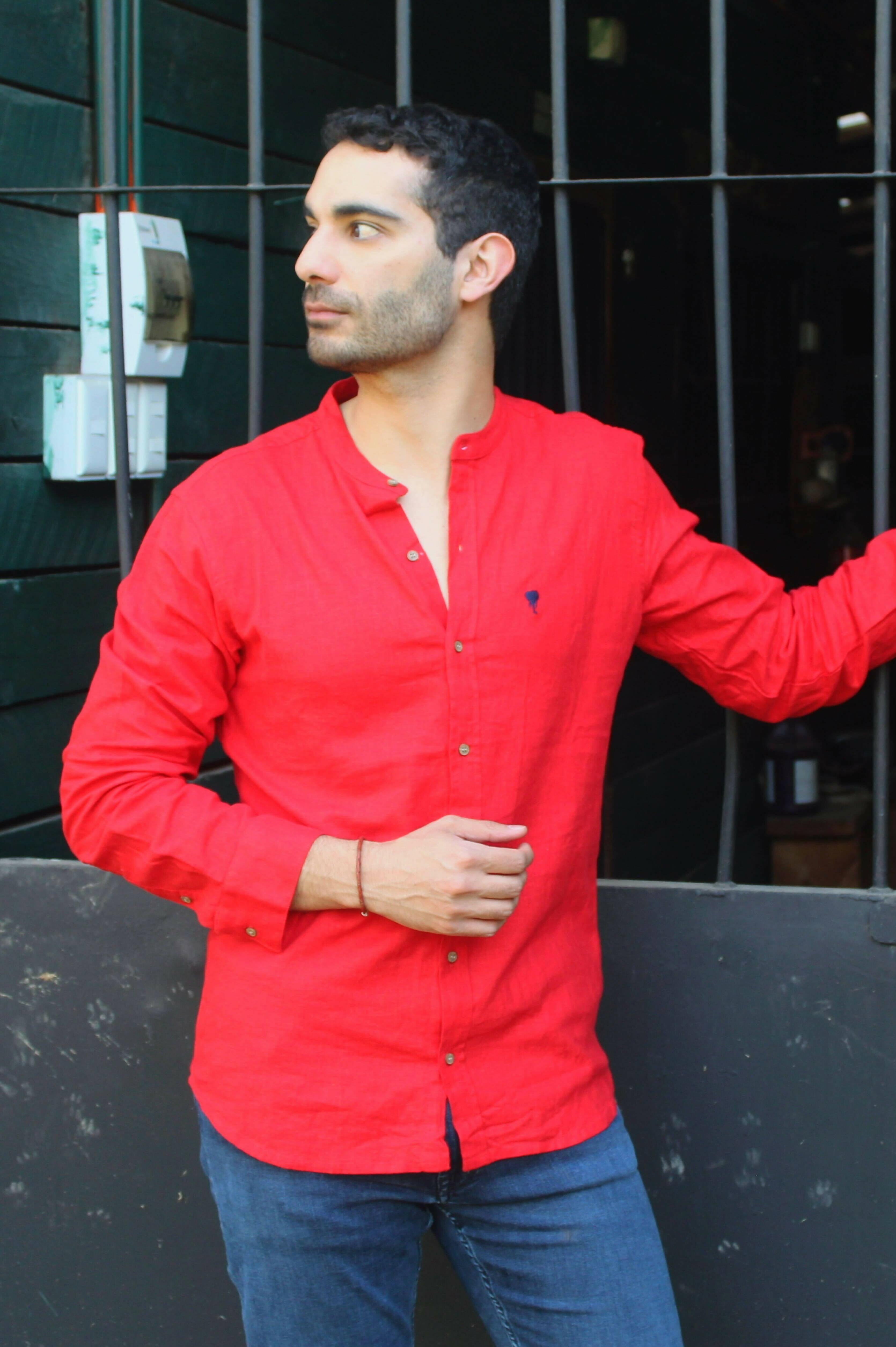 Camisa Jaipur Roja Lino y Viscosa