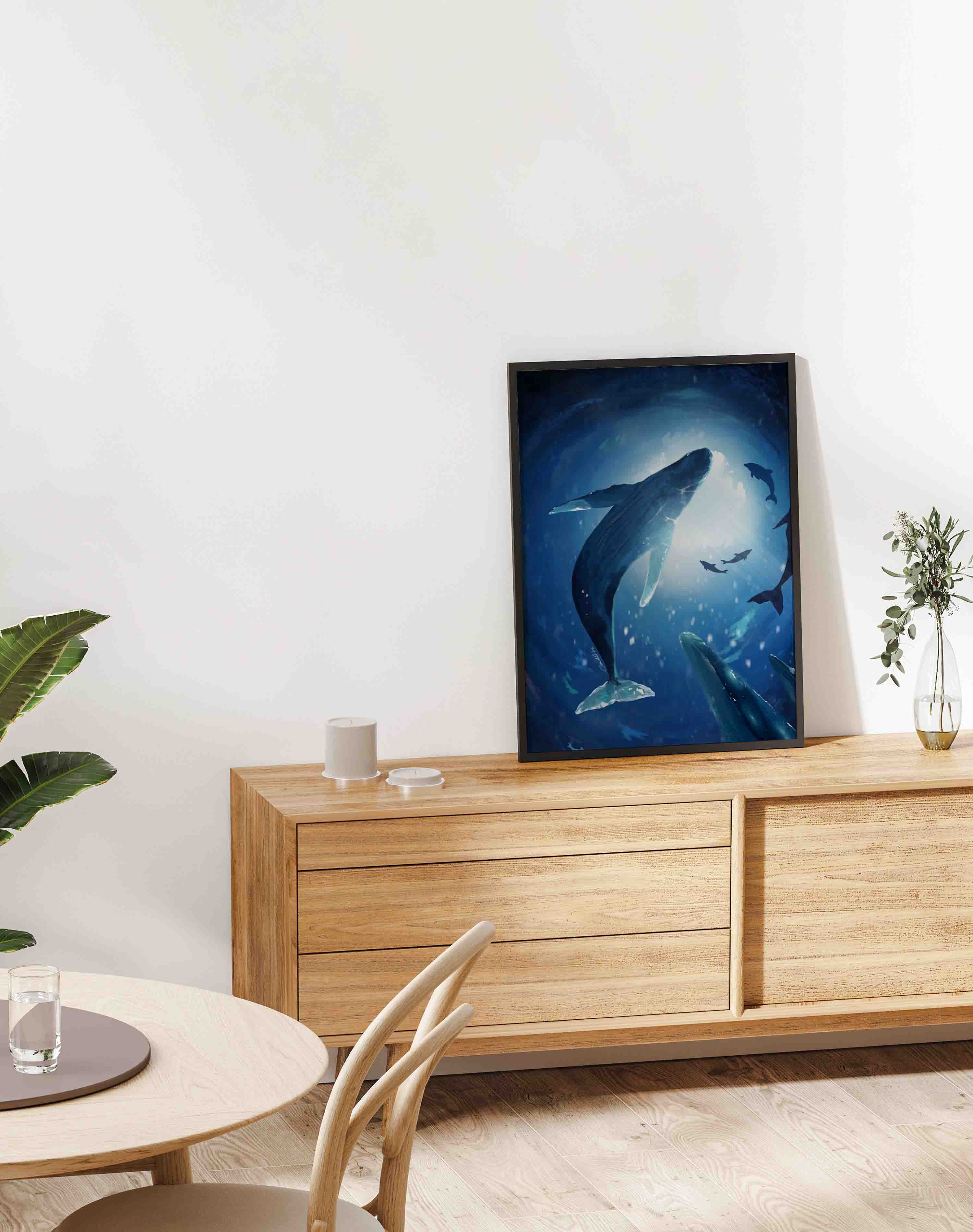 Poster Ballenas Bajo el Mar - Lámina