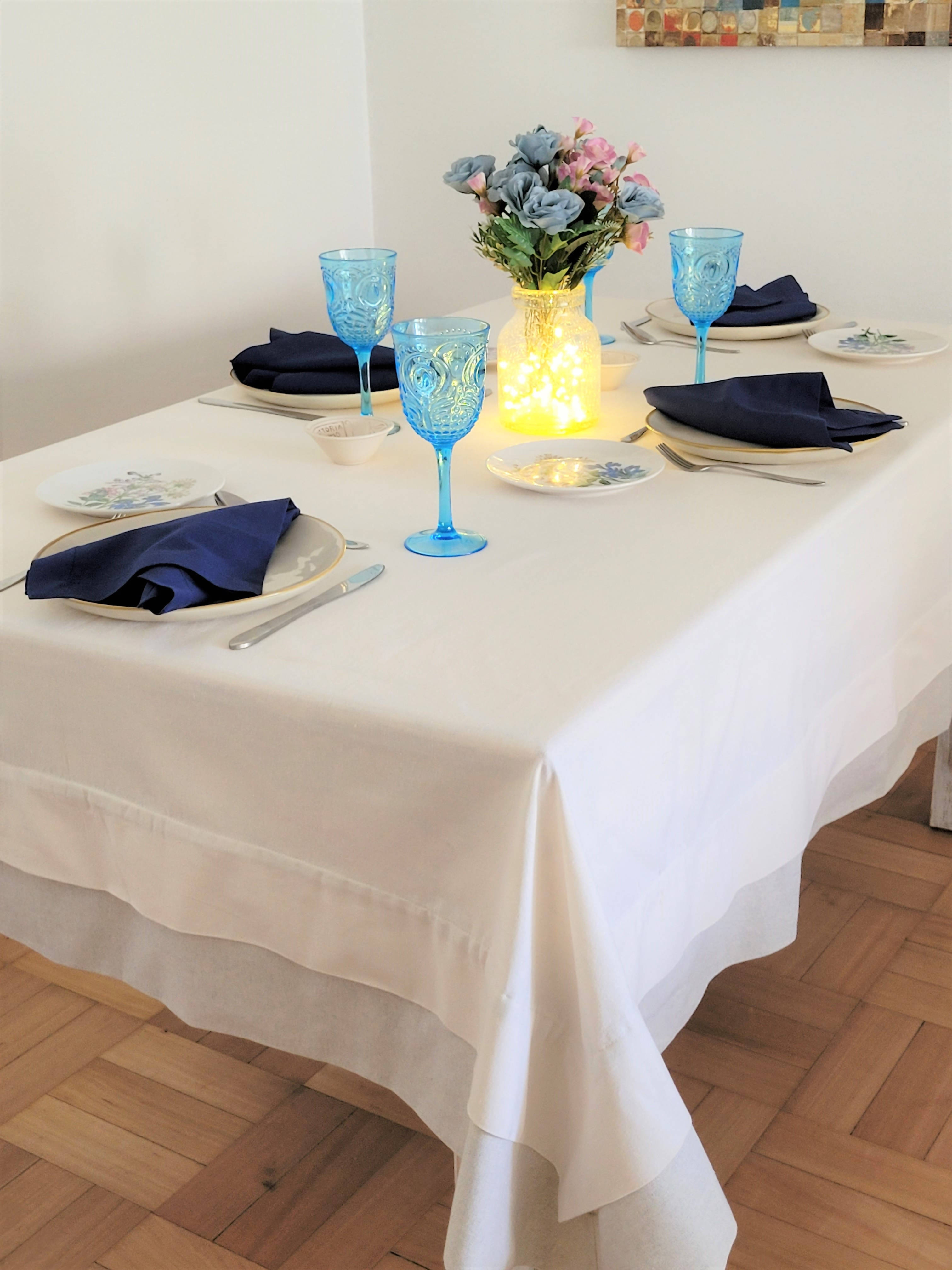 Servilletas lino algodon azul, pack de 4