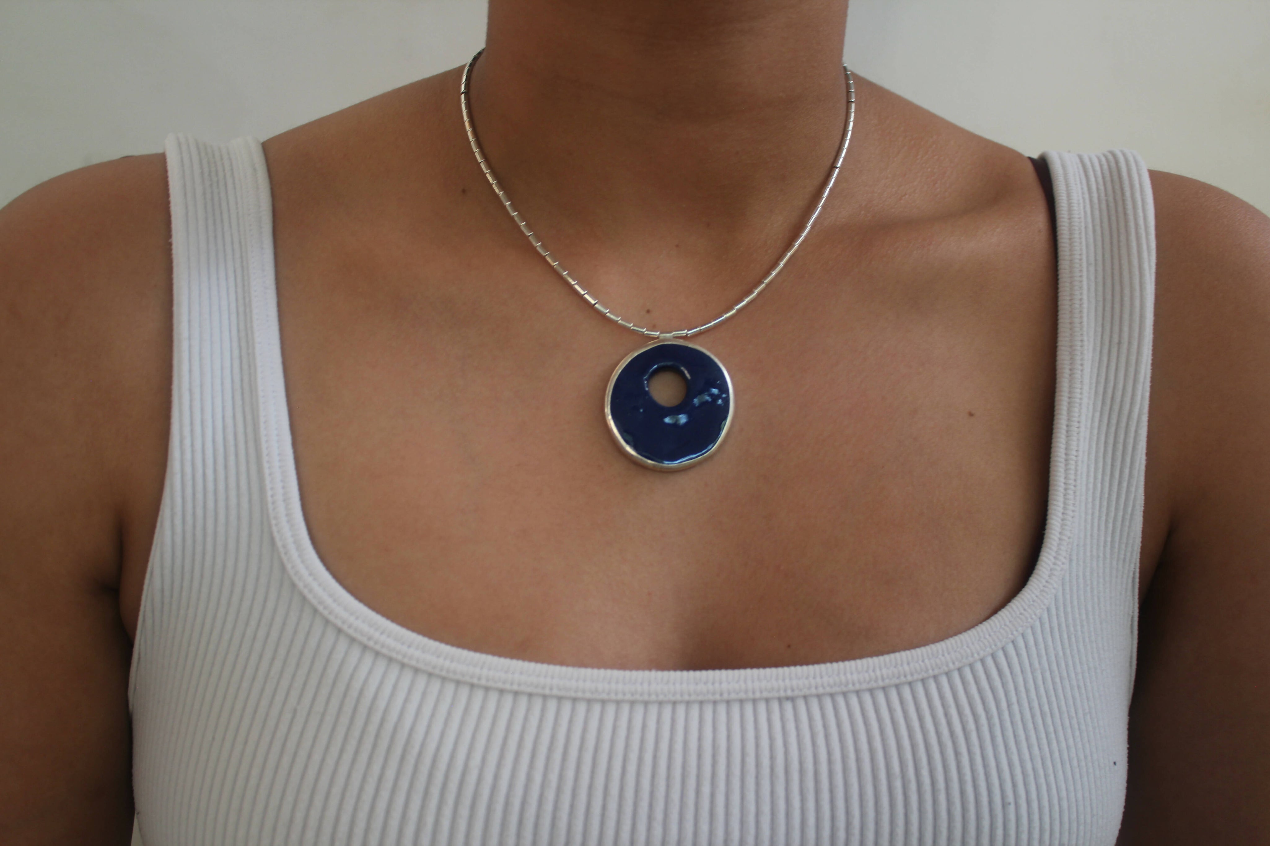 Collar disco M_azul