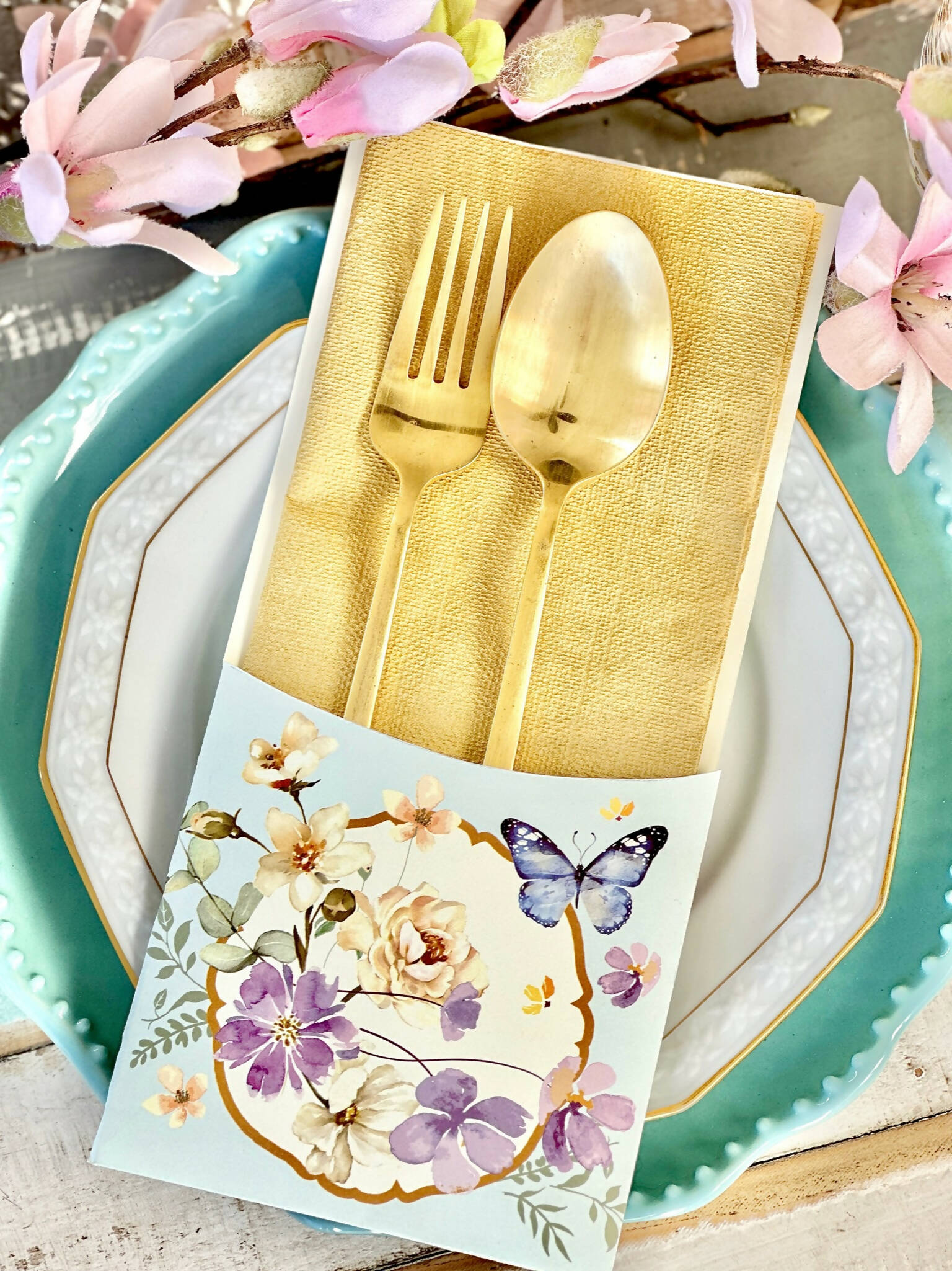 Porta Cubierto Mariposa Azul