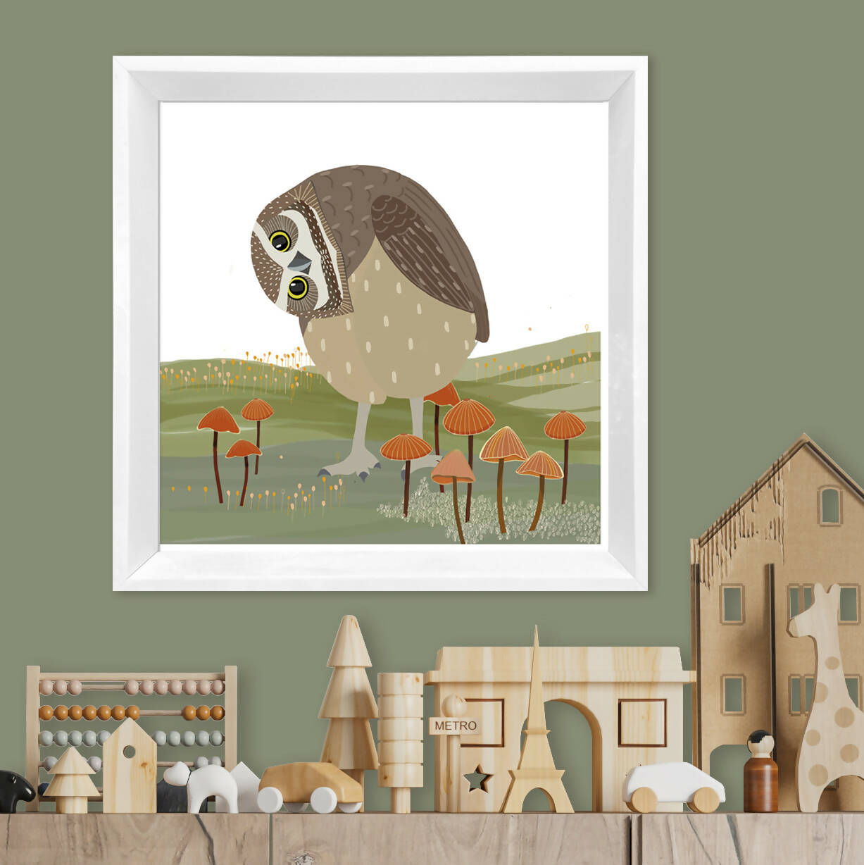 Cuadro CHUNCHO, colección Fauna Chilena, 30x30cm