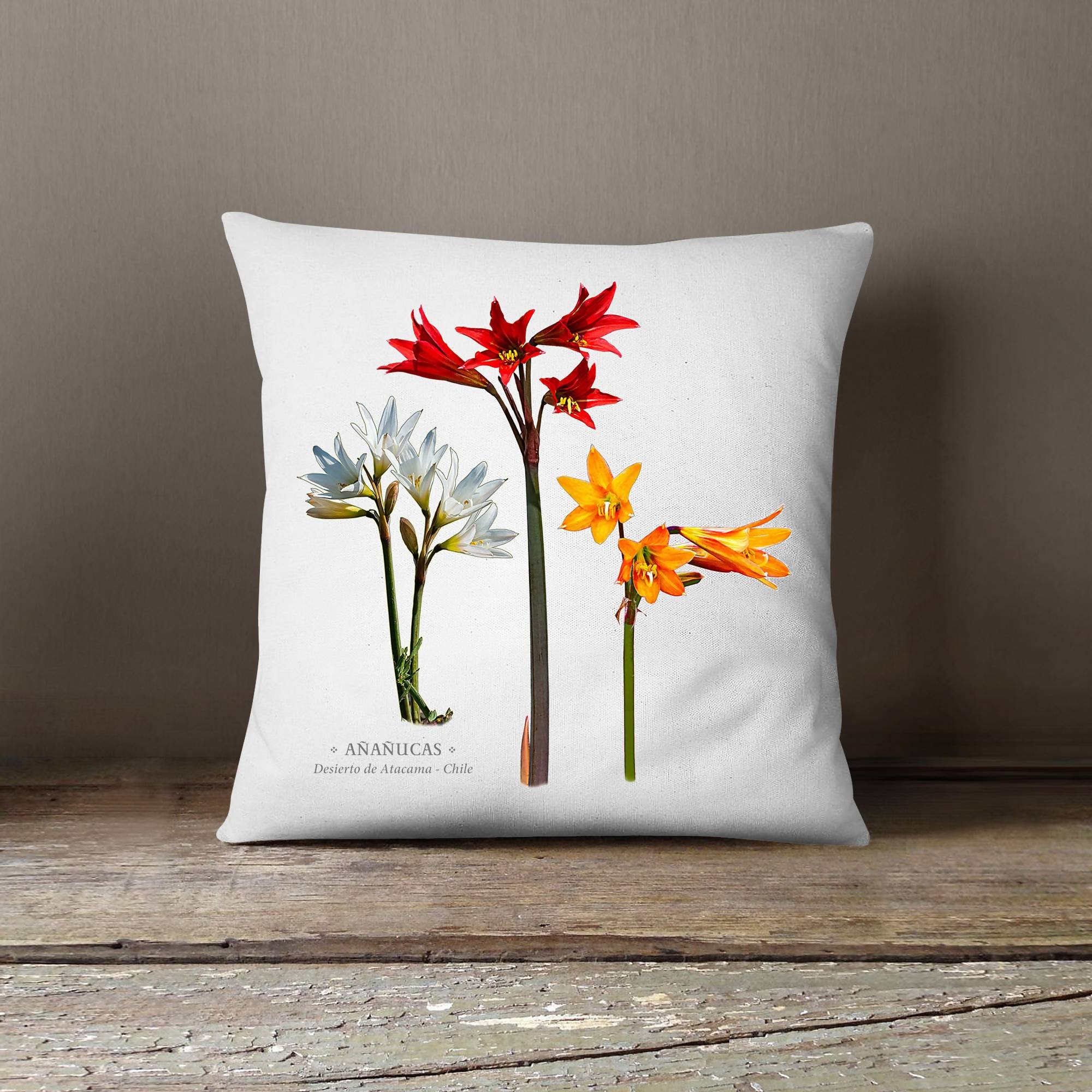Funda cojín Añañuca - Flores desierto de Atacama