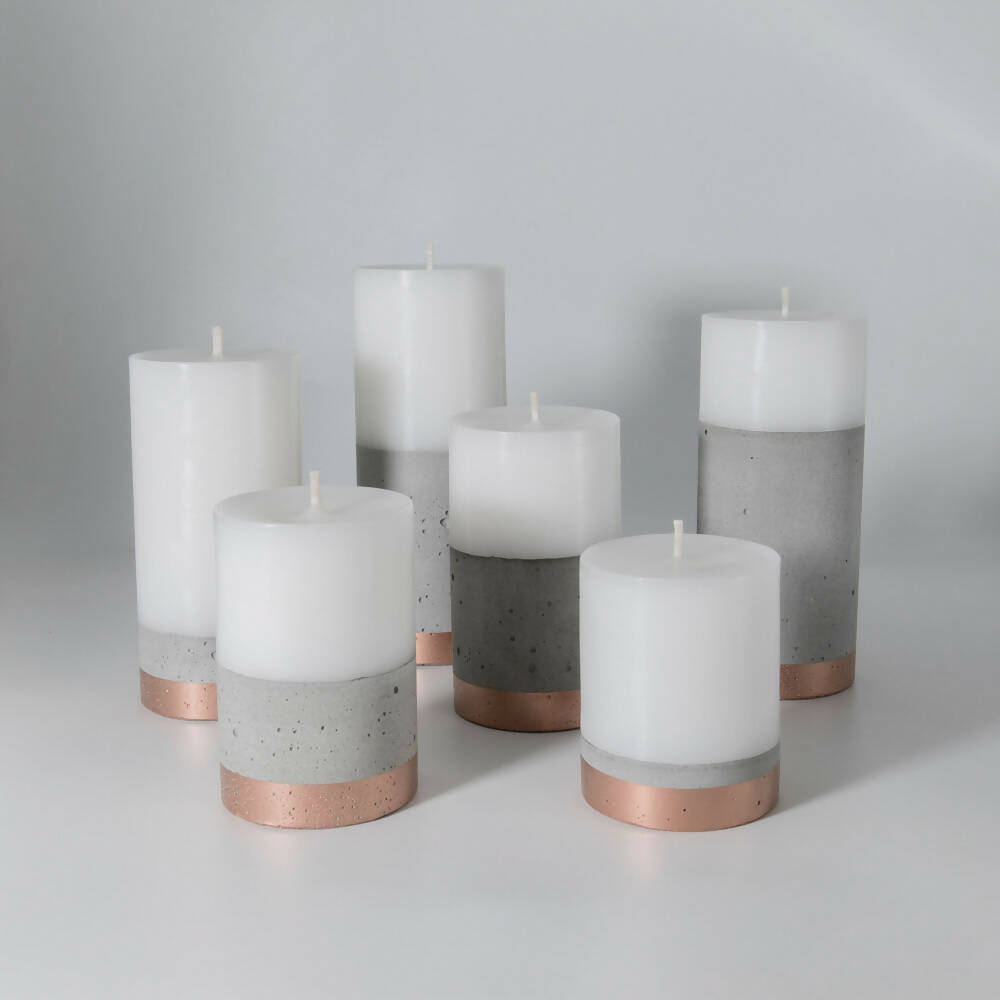 Pack 6 Velas con hormigón Línea Cobre (18cm, 16cm, 14cm, 12cm, 10cm, 8cm) Küme