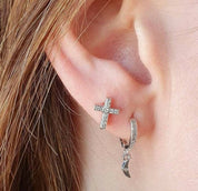 Aros cruz con circones