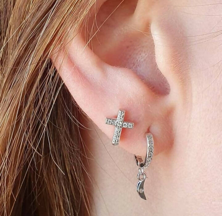 Aros cruz con circones