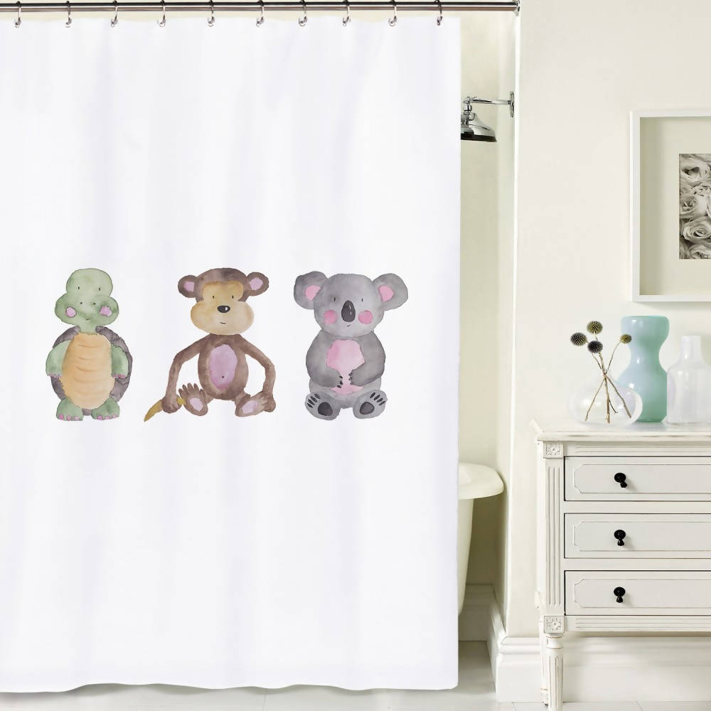 Cortina de baño Animales Acuarela