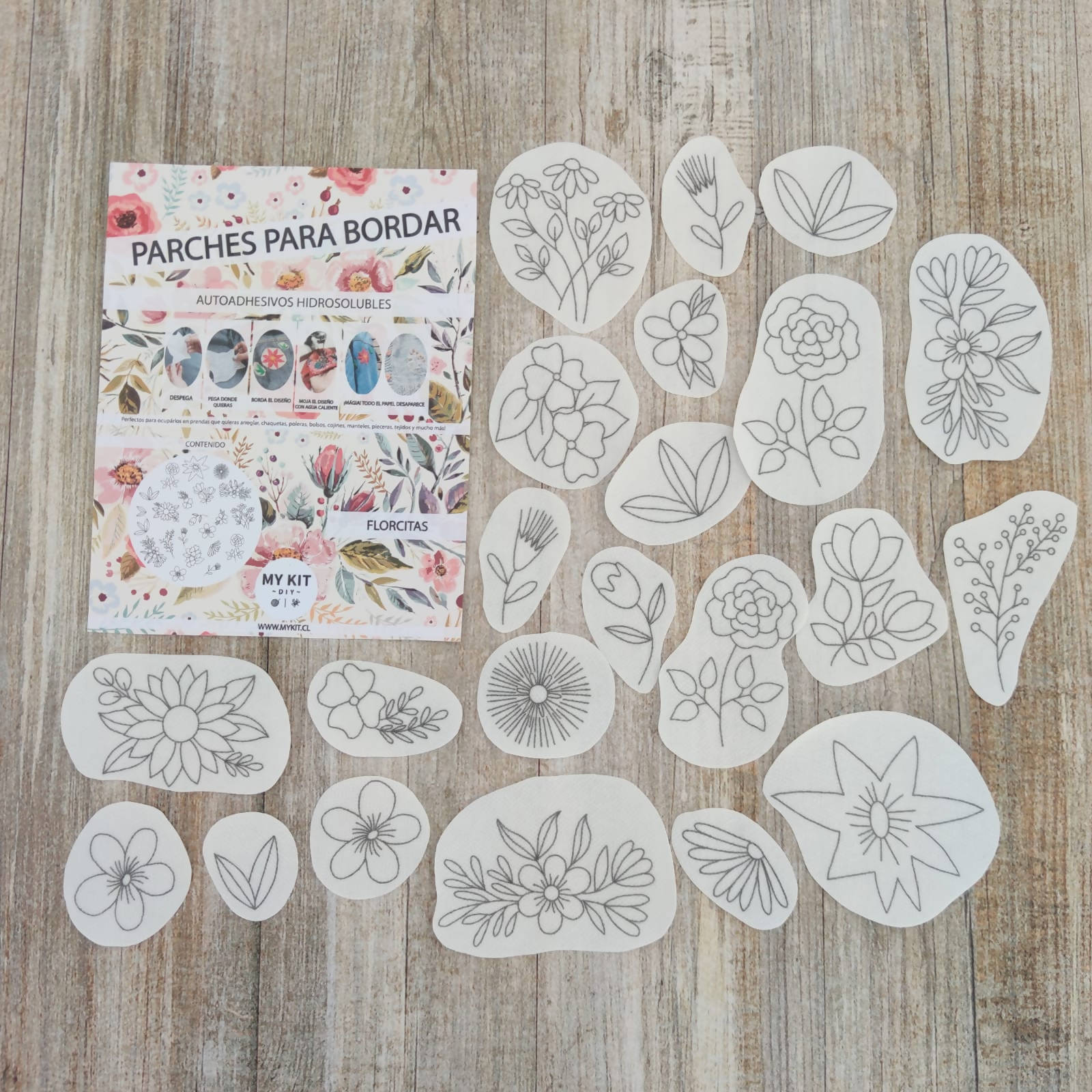 Kit parches para bordar florcitas