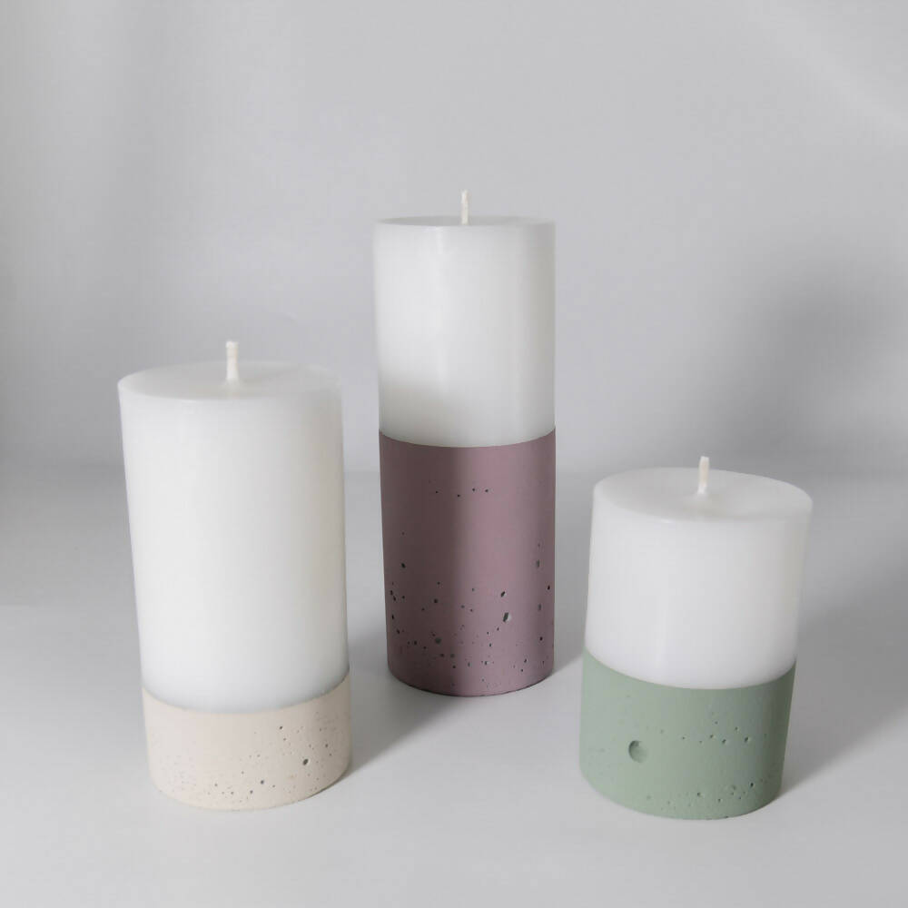 Pack 3 Velas con hormigón Tierra Oscuro (18cm, 14cm,10cm) Küme