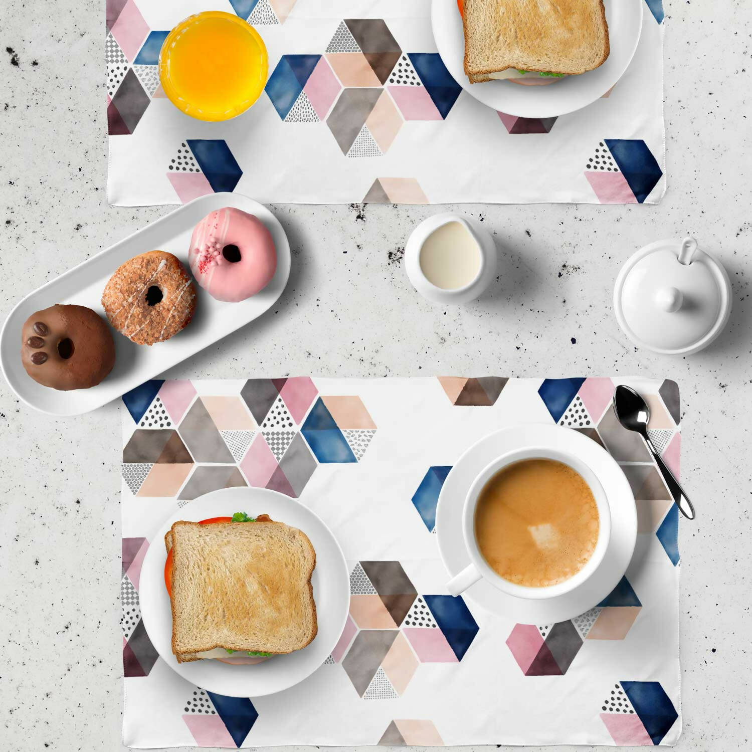 Set x 6 individuales anti manchas rectangulares hexágonos Paper Home