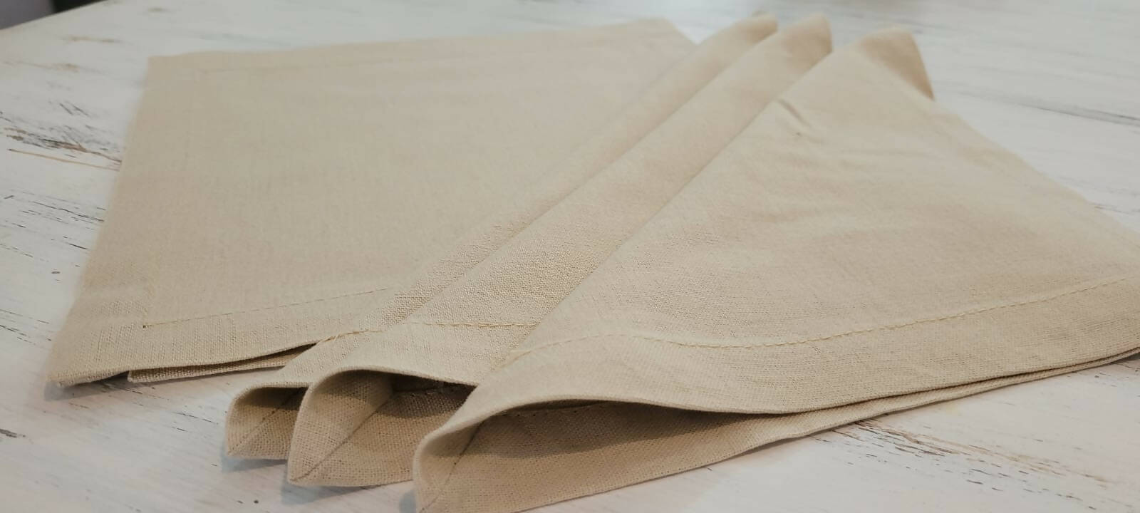 Servilletas lino algodon beige, pack de 4