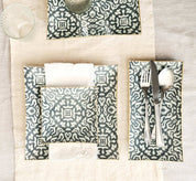 Plato cuadrado 15 cm, Etnico azul