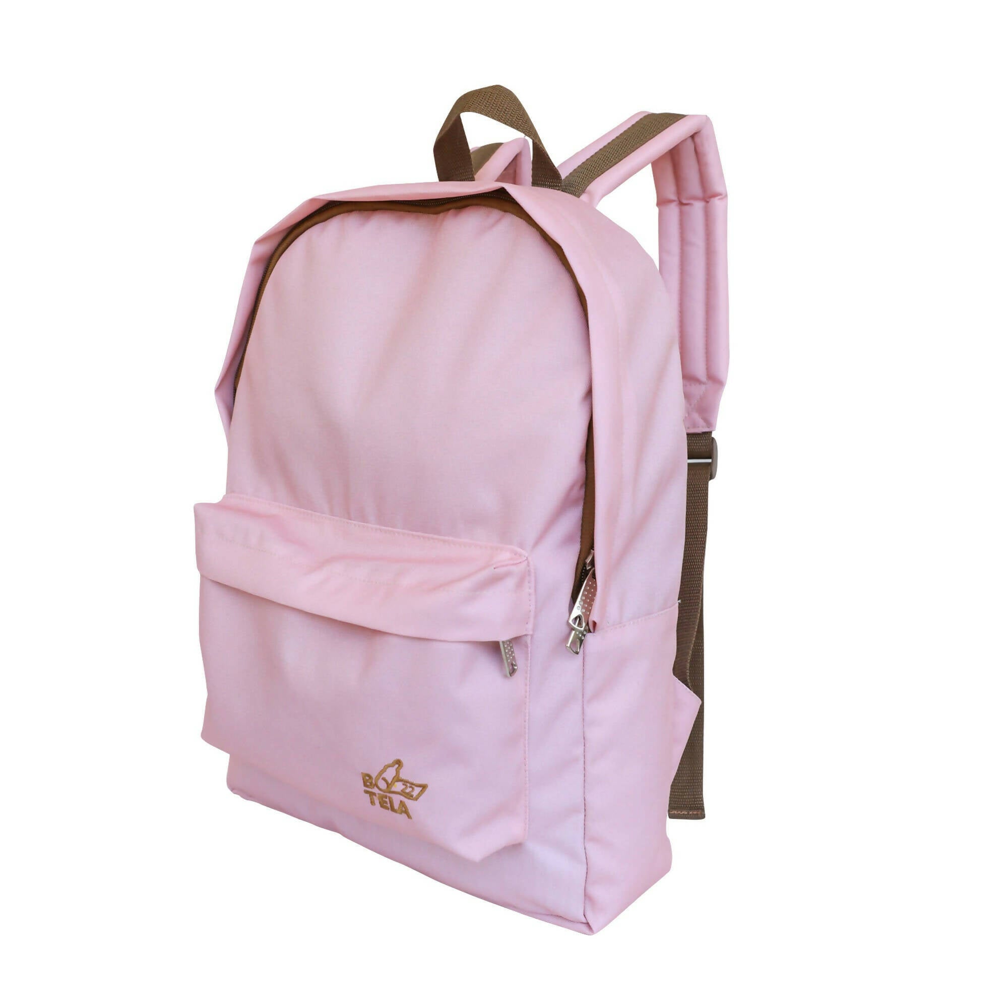 Mochila clásica escolar sustentable rosada.