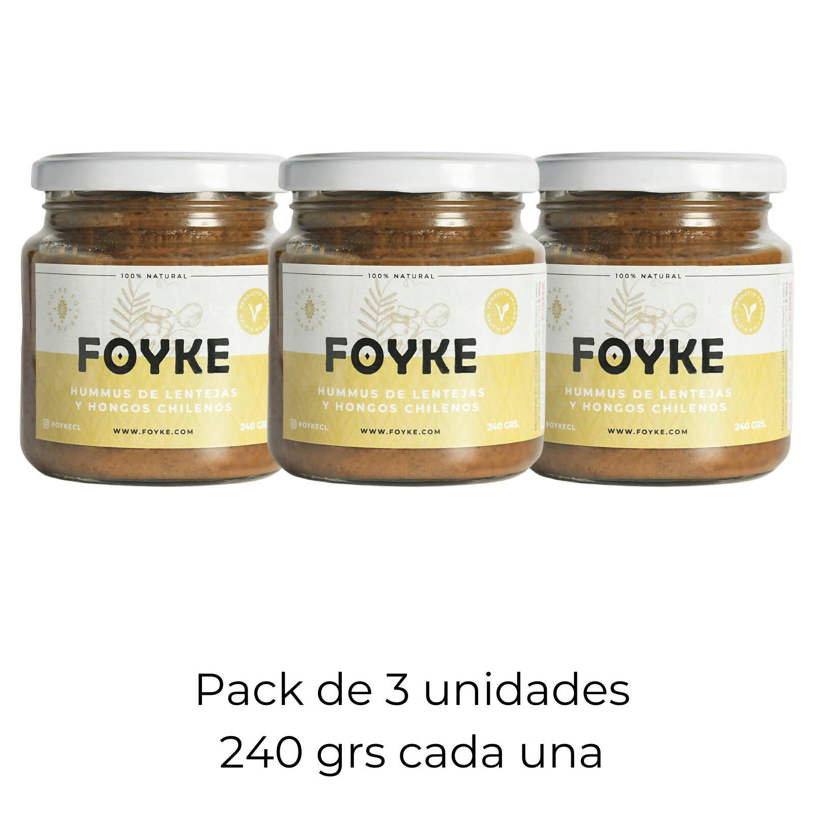 Hummus Lenteja Hongos Chilenos - Pack 3 Unidades de 240 g